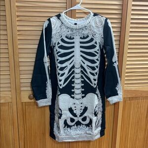 Skeleton Print over sized Black Dress